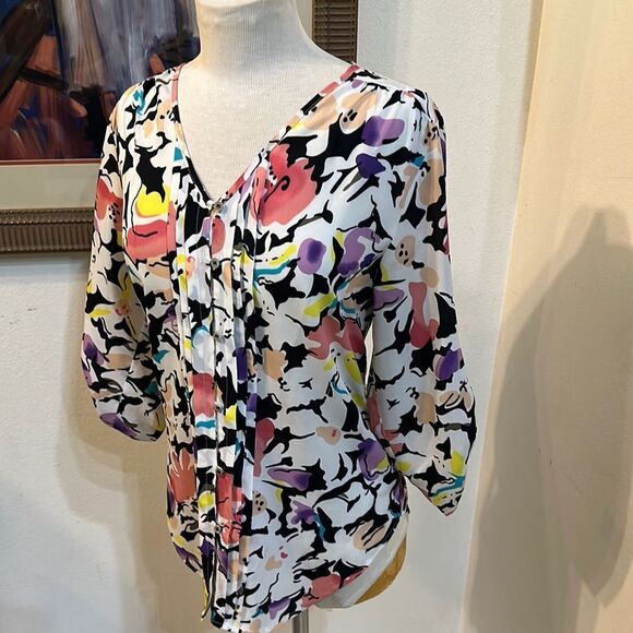 Yumi Kim Floral Multicolor Tiered Women's Top Size Medium - Picture 2 of 14